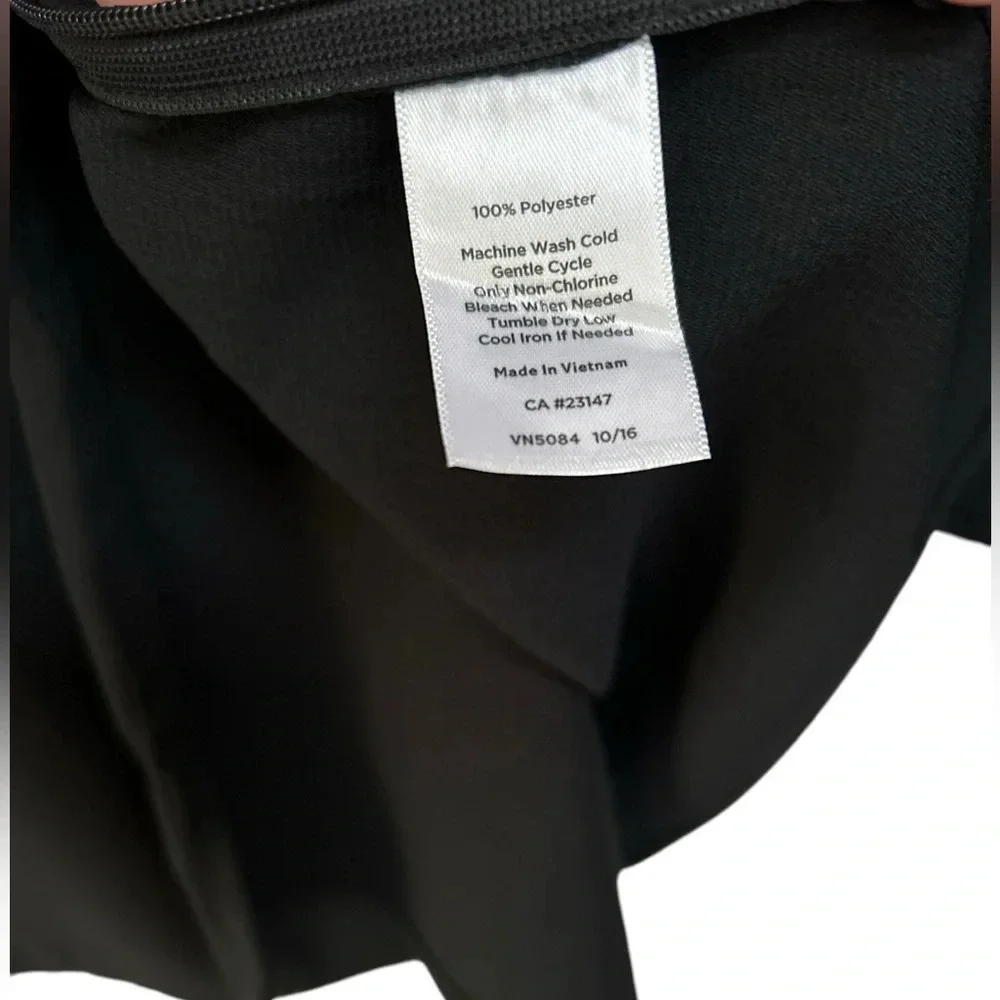Talbots Size L Black‎ Blouse Shirt With Lace Insets, Zip Side and 3/4 Sleeves